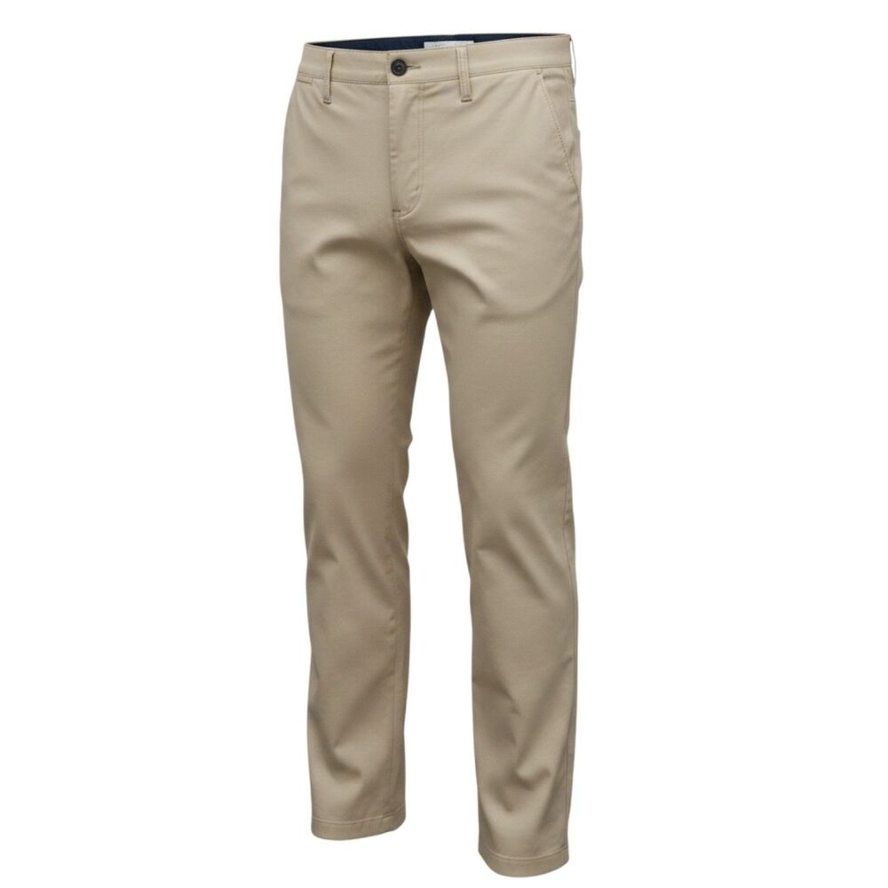 Amazon Essentials Men's Beige Chino Pants 36W Slim Fit Straight Stretch Pockets